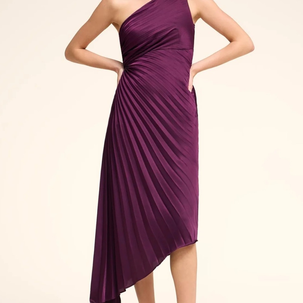 NWT Le Chateau Elegant One-Shoulder Plum Dress